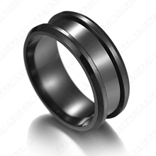 Honeyhandy 201 Stainless Steel Grooved Finger Ring Settings, Ring Core Blank, for Inlay Ring Jewelry Making, Gunmetal, Size 7, 8mm, Inner Diameter: 17mm