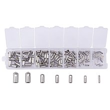 ARRICRAFT 7 Sizes Mixed Stainless Steel Cord Ends Caps Bead Loop Barrel Clasp (About 110pcs/box)