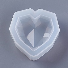 Honeyhandy Silicone Molds, Resin Casting Molds, For UV Resin, Epoxy Resin Jewelry Making, Heart, Faceted, White, 73x73x20mm, Inner Size: 55x55mm