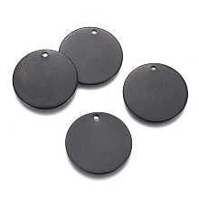 Honeyhandy 304 Stainless Steel Pendants, Blank Stamping Tag, Flat Round, Electrophoresis Black, 20x1mm, Hole: 1.4mm