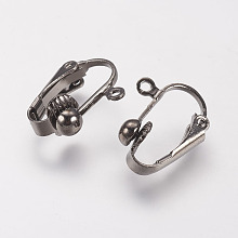 CHGCRAFT Brass Clip-on Earring Findings, Gunmetal, 17x14x7mm, Hole: 1mm