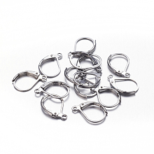 Honeyhandy Brass Leverback Earring Findings, with Loop, Lead Free and Cadmium Free, Gunmetal, Size: about 10mm wide, 15mm long, hole: 1mm