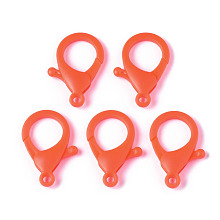 Honeyhandy Plastic Lobster Claw Clasps, Orange Red, 35x24.5x6mm, Hole: 3mm