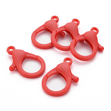 Honeyhandy Plastic Lobster Claw Clasps, Red, 35x24.5x6mm, Hole: 3mm