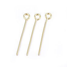 Honeyhandy 304 Stainless Steel Eye Pins, Golden, 22mm, Hole: 2mm, Pin: 0.6mm