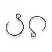 Honeyhandy 304 Stainless Steel Earring Hooks, with Horizontal Loop, Electrophoresis Black, 18.5x14mm, Hole: 2.5mm, Pin: 0.8mm