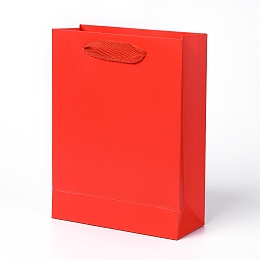 Honeyhandy Kraft Paper Bags, with Handles, Gift Bags, Shopping Bags, Rectangle, Red, 20x15x6.2cm