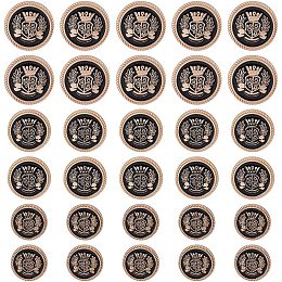 GORGECRAFT 30PCS 3 Sizes Gold Round Metal Buttons Vintage Antique Crown Wheat Badge Blazer Button Set 15mm 17mm 20mm Alloy Enamel Shank Snaps Accessories for Sewing Clothes DIY Crafts Suits Uniform