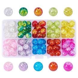 ARRICRAFT 1 Box (about 100pcs) 10 Color Handcrafted Crackle Lampwork Glass Round Beads Assortment 10mm Lot for Jewelry Making