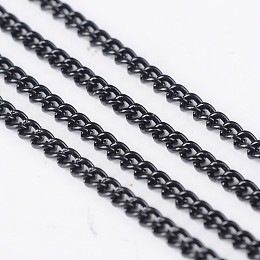 Honeyhandy Iron Twisted Chains, Curb Chains, Unwelded, with Spool, Electrophoresis Black, 3x2x0.6mm, about 328.08 Feet(100m)/roll