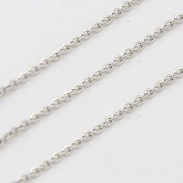 Honeyhandy 304 Stainless Steel Cable Chains, Soldered, Flat Oval, Stainless Steel Color, 1.5x1.2mm