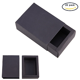 BENECREAT 20 Pack Kraft Paper Drawer Box Festival Gift Wrapping Boxes Soap Jewelry Candy Weeding Party Favors Gift Packaging Boxes - Black (4.4x3.2x1.65")