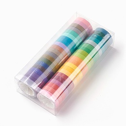 Honeyhandy DIY Scrapbook Decorative Adhesive Tapes, Rainbow Color Craft Paper Tape, with Plastic Box, Mixed Color, 7.5mm, 5m/roll, 40rolls/box