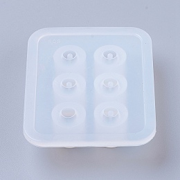 Honeyhandy Silicone Bead Molds, Resin Casting Molds, For UV Resin, Epoxy Resin Jewelry Making, Abacus, White, 8.2x7.1x1.2cm, Hole: 2.5mm, Inner Size: 16mm