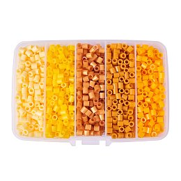 ARRICRAFT 1 Box(About 1900pcs) 5 Colors 5mm Tube Melty Beads PE DIY Fuse Beads Refills Hama Beads for Kids Craft Making - Gradual Yellow Color