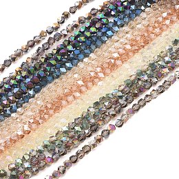 Honeyhandy Electroplate Glass Beads Strands, Faceted, Round, Mixed Color, 6x6x5mm, Hole: 1.2mm , about 100pcs/strand, 19.3 inch(49cm)