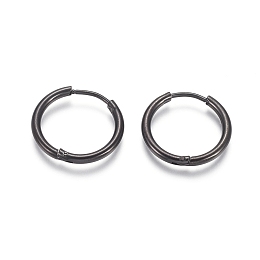 Honeyhandy 304 Stainless Steel Huggie Hoop Earrings, Hypoallergenic Earrings, with 316 Surgical Stainless Steel Pin, Electrophoresis Black, 12 Gauge, 19x2mm, Pin: 1mm, Inner Diameter: 14mm