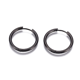 Honeyhandy 304 Stainless Steel Huggie Hoop Earrings, with 316 Surgical Stainless Steel Pin, Ring, Electrophoresis Black, 25x2.5mm, 10 Gauge, Pin: 0.9mm