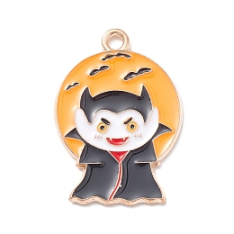 Honeyhandy Halloween Alloy Enamel Pendants, Golden, Devil Charm, 25x17.5x1mm, Hole: 1.5mm