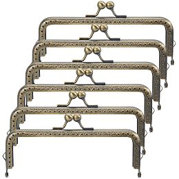 Pandahall Elite 6pcs Metal Purse Frame 6 inch Antique Bronze Kiss Clasp Lock Bag Clutch Frame Handle for Coin Purse, Handle Bag Sewing Craft, Cell Phone Purses