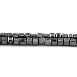 Electroplated Synthetic Non-Magnetic Hematite Beads Strands, Faceted Cube, Gunmetal Plated, 2.5x2.5x2.4mm, Hole: 0.8mm, about 164pcs/strand, 15.16~15.35''(38.5~39cm)