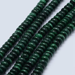 Honeyhandy Natural Malachite Beads Strands, Rondelle, 6x3~4mm, Hole: 0.8mm, about 122pcs/strand, 15.5 inch(39.5cm)