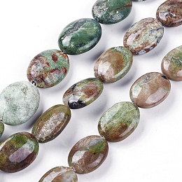 Honeyhandy Natural Green Opal Beads Strands, Oval, 17.5~19x13.5~14x6~7mm, Hole: 0.8mm, about 22pcs/strand, 15.5~15.7 inch(39.5~40cm)