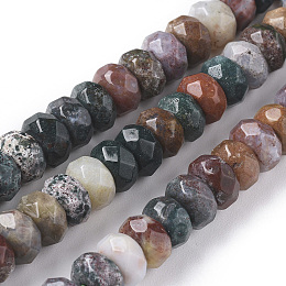 Honeyhandy Natural Ocean Jasper Beads Strands, Faceted, Rondelle, 8x5mm, Hole: 1.2mm, about 81pcs/strand, 14.96 inch(38cm)