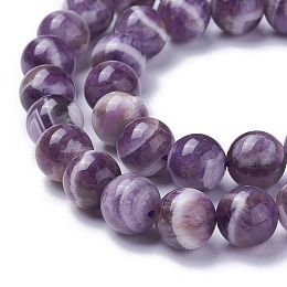 Honeyhandy Natural Chevron Amethyst Beads Strands, Round, 10mm, Hole: 1mm, about 38pcs/strand, 14.9 inch(38cm)