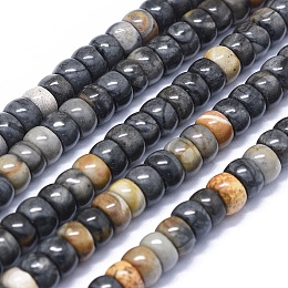 Honeyhandy Natural Picasso Jasper Beads Strands, Rondelle, 8x5mm, Hole: 1mm, about 78pcs/strand, 15.7 inch(40cm)