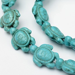 Honeyhandy Dyed Synthetic Turquoise Beads Strands, Sea Turtle, Turquoise, 17~18x14x6~8mm, Hole: 1mm, about 23pcs/strand, 15 inch