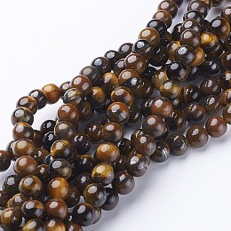 Honeyhandy Gemstone Strands, Grade, Round, Tiger Eye, about 6mm in diameter, 65 beads per strand hole:about 0.8mm, about 15-16 inch