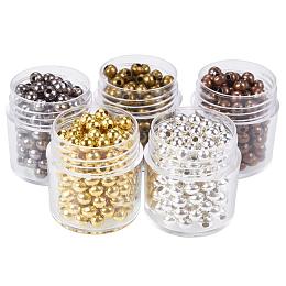 ARRICRAFT 5 Box 4mm Mixed Color Iron Round Spacer Beads (about 13g/box, about 140pcs/box)