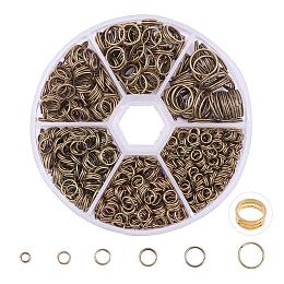 ARRICRAFT 1 Box Mixed Size Antique Bronze Split Iron Double Jump Rings, Nickel Free