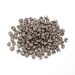 Honeyhandy Brass Crimp Beads Covers, Gunmetal, 4mm In Diameter, Hole: 1.5mm