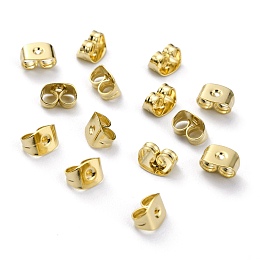 Honeyhandy Brass Ear Nuts, Ear Locking Earring Backs for Post Stud Earrings, Real 24K Gold Plated, 6x4x3.5mm, Hole: 1mm
