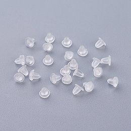 Honeyhandy Plastic Ear Nuts, Earring Backs, Clear, 3.5x4mm, Hole: 0.3mm