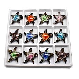 NBEADS 2 Boxes of Mixed Lots Handmade Gold Sand Lampwork Starfish Pendants, 12pcs/Box