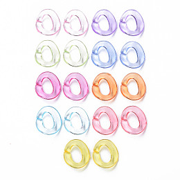 Honeyhandy Transparent Acrylic Linking Rings, Quick Link Connectors, for Cable Chains Making, Twisted Oval, Mixed Color, 19x16.5x2.5mm, Inner Diameter: 7x11mm, about 1060pcs/500g