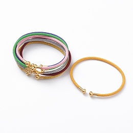 Honeyhandy Braided Carbon Steel Wire Bracelet Making, with Golden Plated Brass End Caps, Mixed Color, 0.25cm, Inner Diameter: 2-3/8 inch(6.1cm)