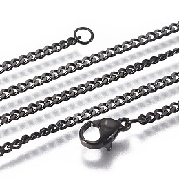 Honeyhandy 304 Stainless Steel Curb Chain Necklaces, with Lobster Claw Clasp, Electrophoresis Black, 21.65 inch(55cm)