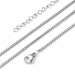 Honeyhandy 316 Surgical Stainless Steel Venetian Chain Necklaces, with Lobster Claw Clasp and Extend Chains, Stainless Steel Color, 17.7 inch(45cm), 1.5mm