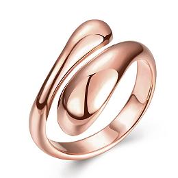 Honeyhandy Real Rose Gold Plated Adjustable Brass Finger Rings for Women, US Size 7(17.3mm)