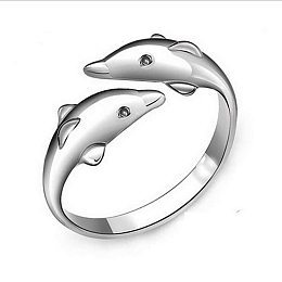 Honeyhandy Simple Fashion Style Brass Dolphin Lover Cuff Rings, Open Rings, Platinum, Size 6, 16mm