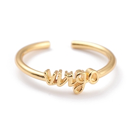 Honeyhandy Constellation/Zodiac Sign Brass Cuff Rings, Open Rings, Real 18K Golden Plated, Virgo, US Size 7 1/4(17.5mm), word: 11x4.5mm