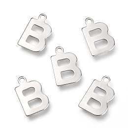 Honeyhandy 201 Stainless Steel Charms, Alphabet, Letter.B, 12x7.8x0.6mm, Hole: 1.2mm