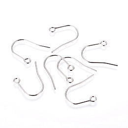 Honeyhandy 316 Surgical Stainless Steel Earring Hooks, with Horizontal Loop, Stainless Steel Color, 22~23x18x0.8mm, Hole: 2mm, 20 Gauge, Pin: 0.8mm