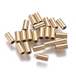 Honeyhandy Ion Plating(IP) 304 Stainless Steel Tube Beads, Golden, 6x3mm, Hole: 2mm