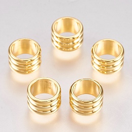 Honeyhandy 201 Stainless Steel Beads, Column, Real 18k Gold Plated, 8x5mm, Hole: 6mm