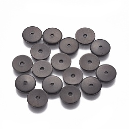 Honeyhandy 304 Stainless Steel Spacer Beads, Flat Round, Electrophoresis Black, 8x0.8mm, Hole: 1.2mm